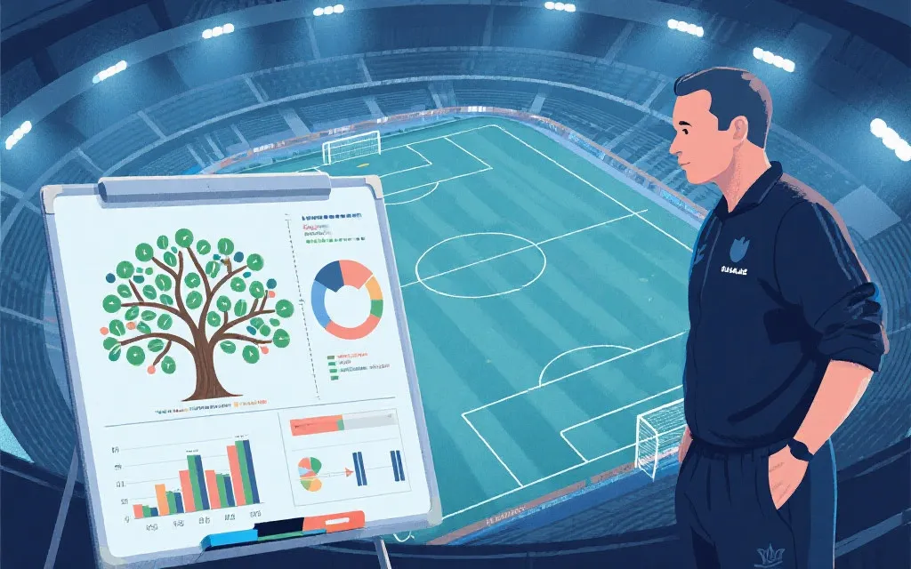 战术板与数据图叠加的世界杯淘汰赛分析场景，展示概率树与进球区间