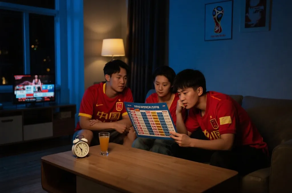 中国球迷在深夜查看世界杯直播时间表
